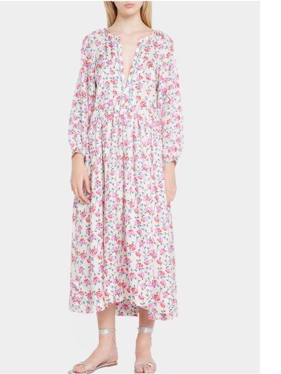 Alix Of Bohemia Dresses & Skirts - Alix of Bohemia Saranna Hand-Printed Silk Floral Maxi Dress in Rosebud Size XS